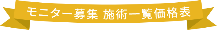 モニター募集 施術一覧価格表