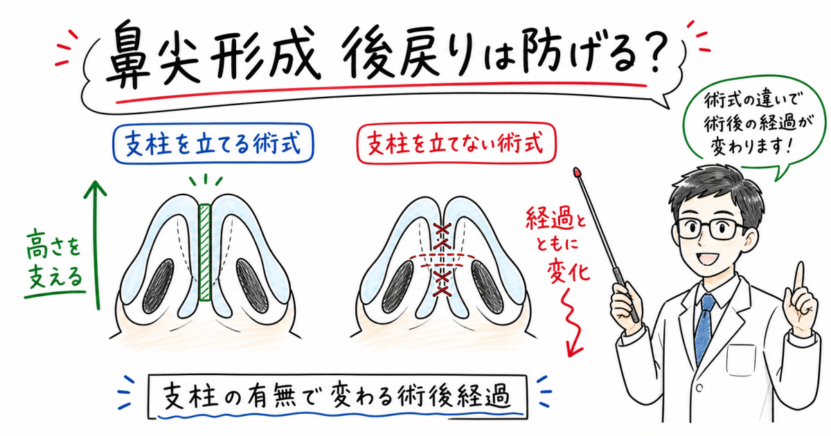 鼻尖形成で後戻りは防げる？支柱の有無による違いと経過を解説