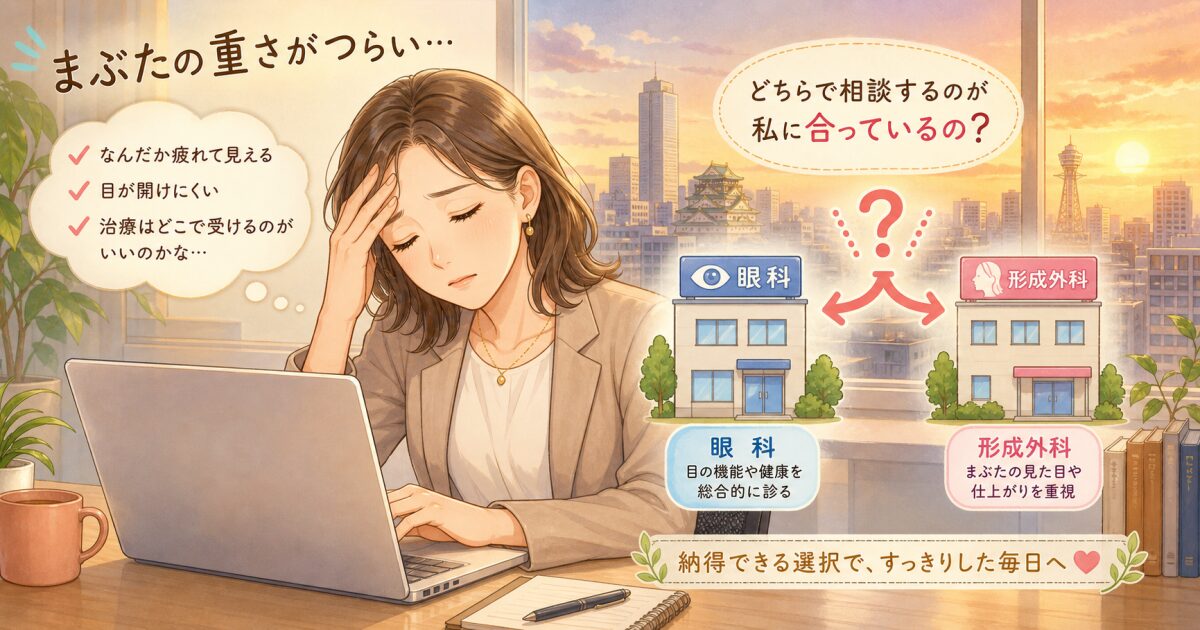 夕方まぶたが重い…眼科と形成外科どっち？40代の受診判断基準