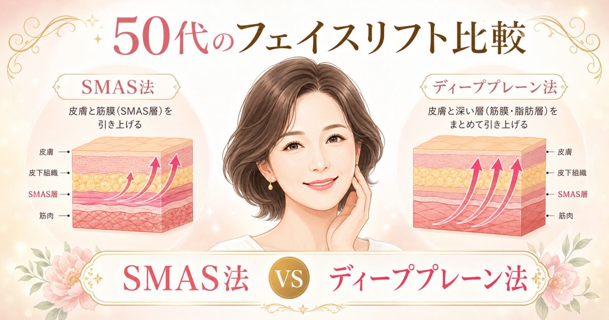 50代のフェイスリフト術式比較！SMASとディーププレーンの違い