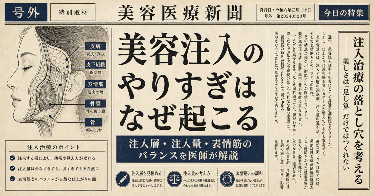 美容注入で「やりすぎ」不自然な顔になる原因は？医学的リスクと回避法