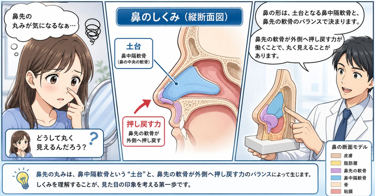 なぜ鼻尖形成は後戻りする？鼻中隔延長で土台を作る必要性を解説