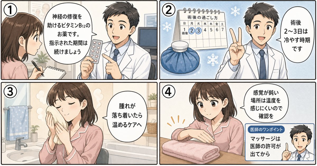 術後の神経回復を促す日常セルフケアと医療機関での保存的治療