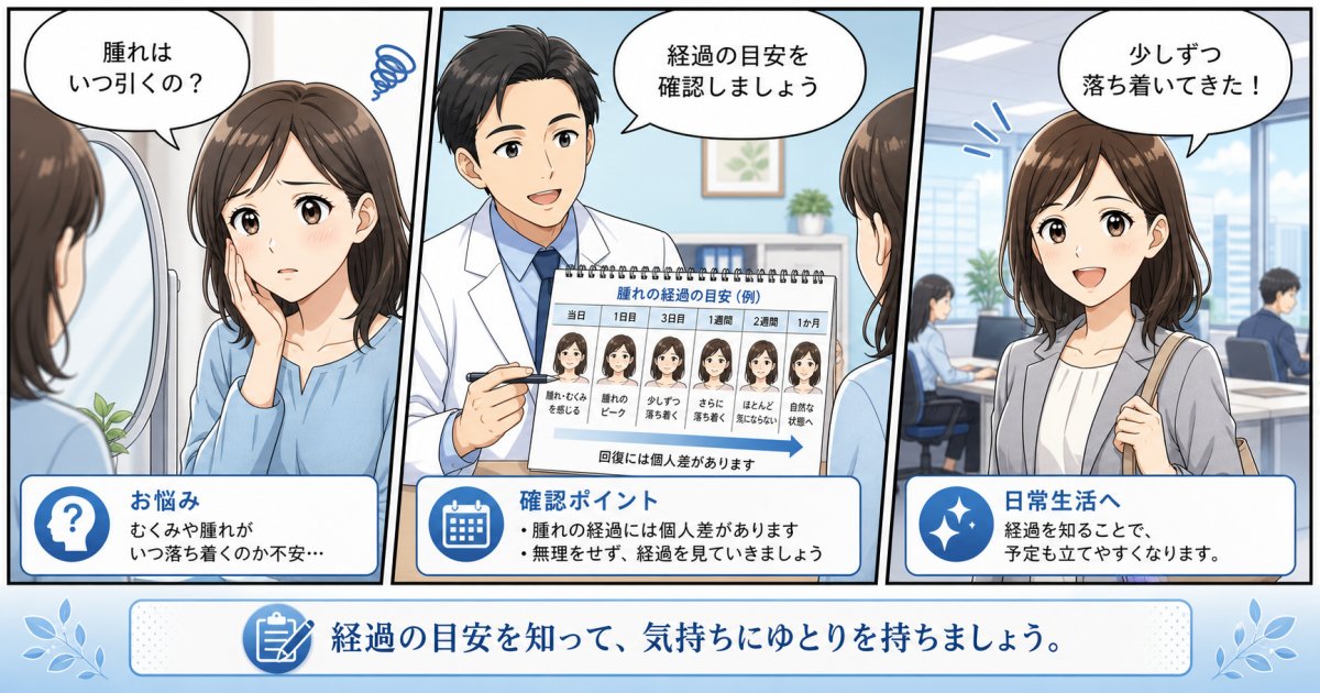 骨切りの腫れ・内出血はいつ引く？ダウンタイム経過と仕事復帰の目安