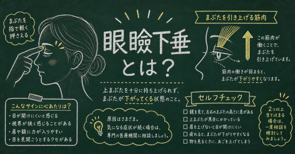 まぶたが重く疲れて見えるのは眼瞼下垂？セルフチェックと治療法