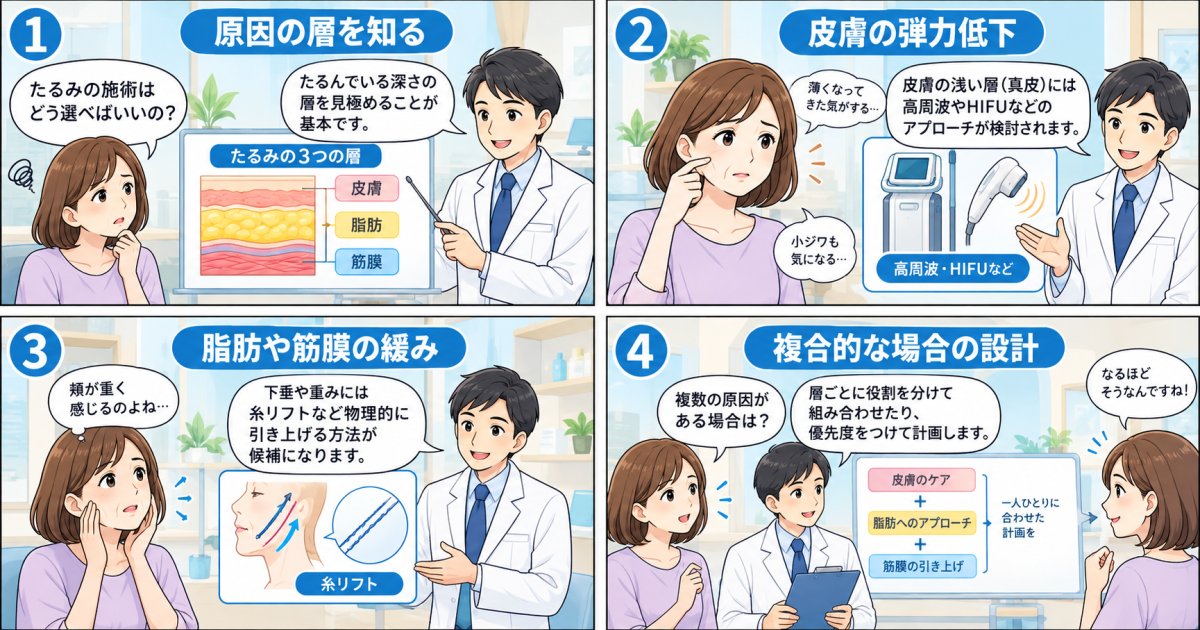 たるみの原因タイプ別に見る施術の選び方の基準
