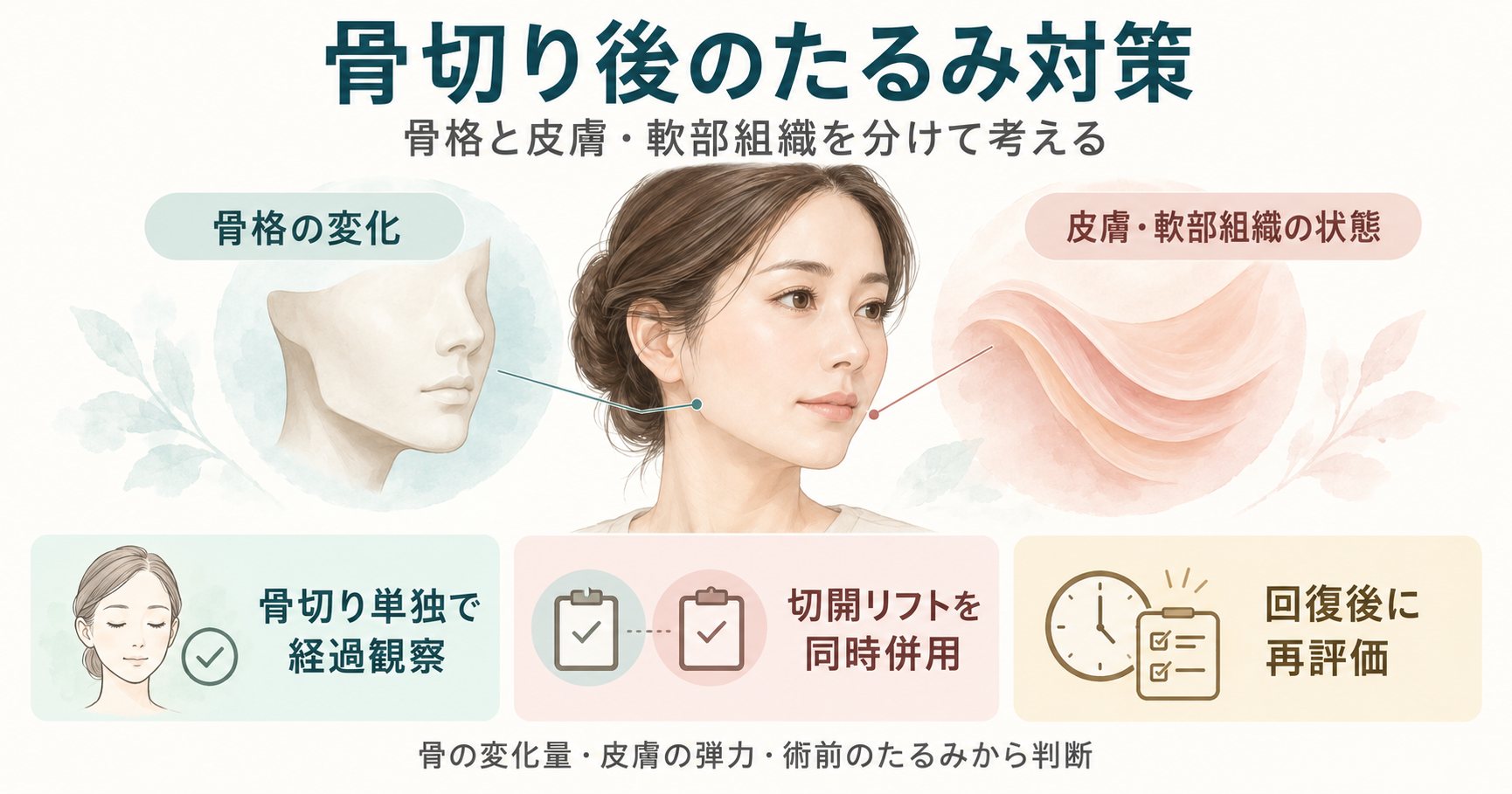 骨切り後のたるみ対策、形成外科で切開リフトを併用する時期と判断基準